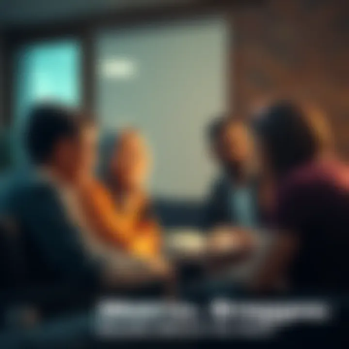 A group of diverse people sharing stories and support about mental health challenges.