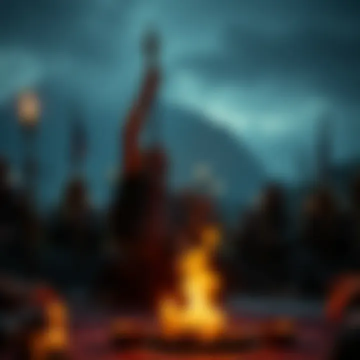 A Greek person performing a traditional Hellenic Pagan ritual with symbols and offerings.