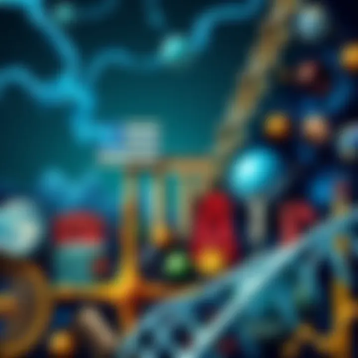 A collage representing Hellenism with ancient Greek symbols alongside modern scientific elements like DNA and the universe.