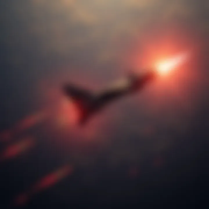 Hellfire Missile Flight Path A visual representation of the Hellfire missile's trajectory showing its path and motion in the air.