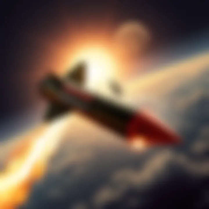 A Hellfire missile in mid-air, heading towards a bright and unidentified aerial phenomenon, with visible damage from the collision.