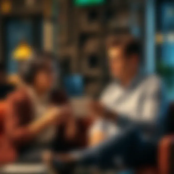 A person offering financial advice to a friend over coffee, both looking thoughtful and engaged