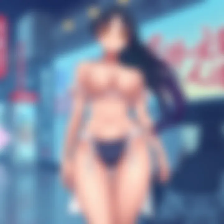 Illustration of an idealized body shape featuring a large chest, wide hips, and a slim waist, inspired by anime characters.