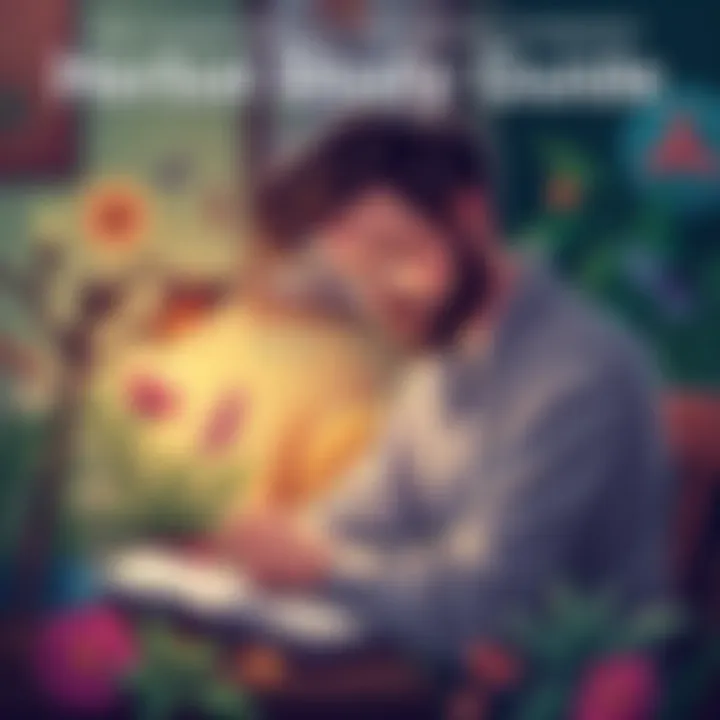 Cover illustration of a year-long study guide with herbs, astrology symbols, and a person studying with President Buer.