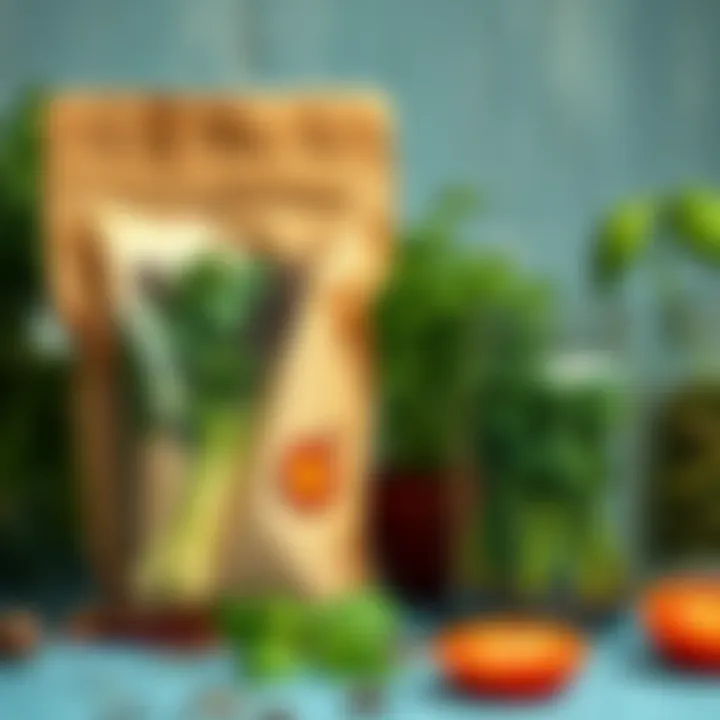 A comparison of Kraft Mylar bags and glass jars filled with herbs, highlighting packaging options for freshness and customer choices.
