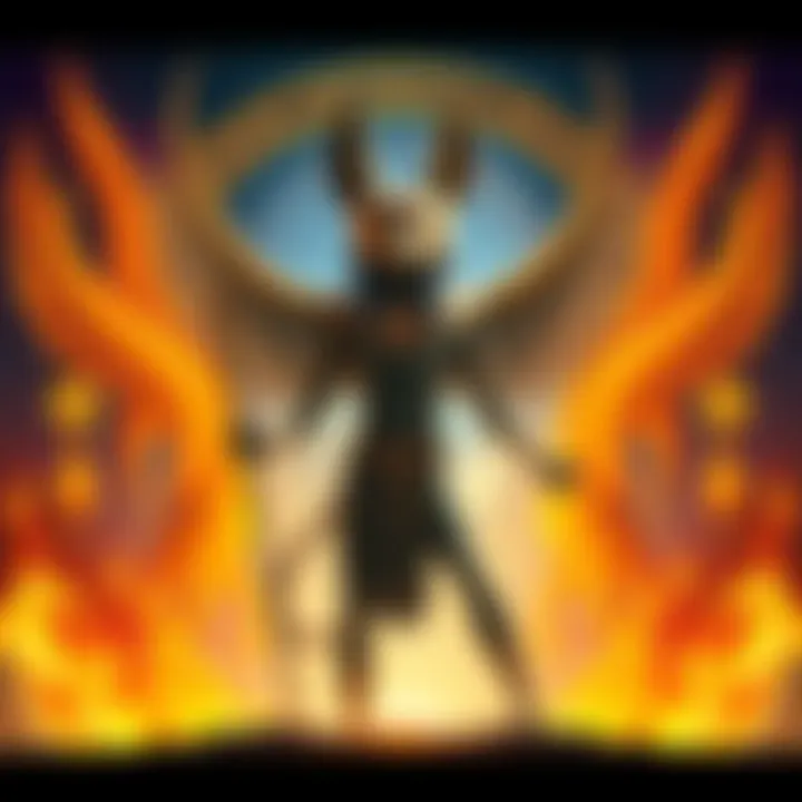 A depiction of Hermanubis, featuring elements of Hermes and Anubis, showing a figure with a human body and a jackal head, surrounded by ancient symbols.