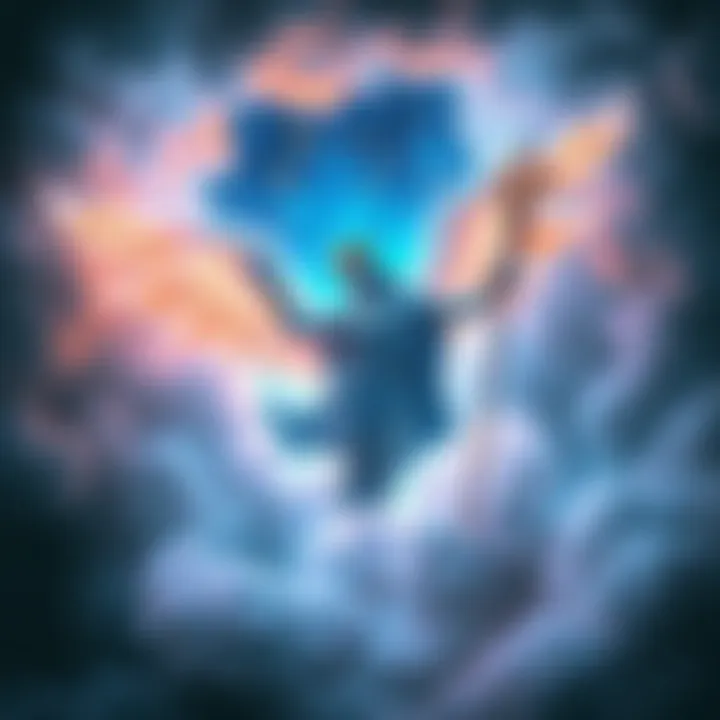 A vivid dream scene featuring Hermes, the Greek god, appearing with wings and a staff, offering guidance in a moment of fear.
