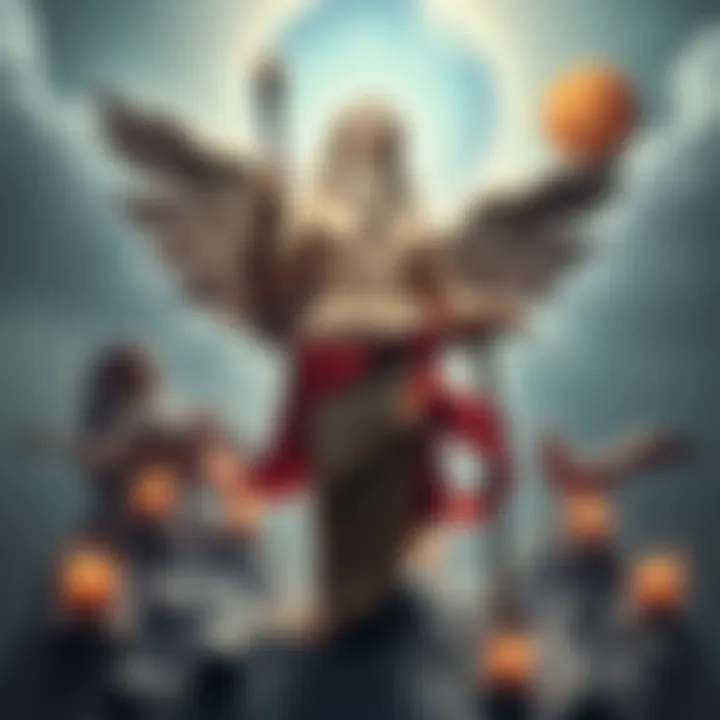 Hermes the Trickster God A depiction of Hermes with winged sandals and a staff, surrounded by symbols of guidance and support during challenging times.