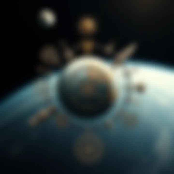 A collage of Hermetic symbols with the planet Mercury in the background, showcasing their philosophical connections.