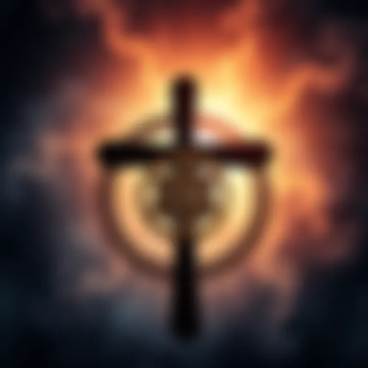 Visual representation of symbols from Hermeticism and Christianity, including a cross and Hermetic seal, with a background of light suggesting enlightenment.