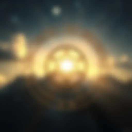 A depiction of the Hermetic symbol with the phrase 'As Above, So Below' around it, showcasing the connection between the cosmos and earth.