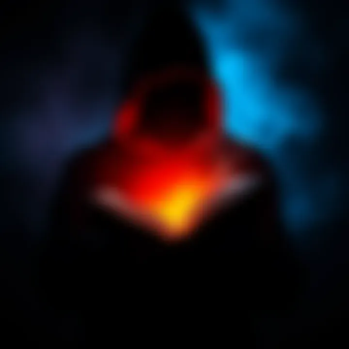 A shadowy figure holding a book with light shining on it, symbolizing hidden truths and knowledge