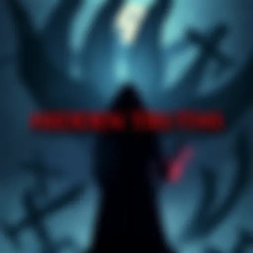 A dark figure stands against a backdrop of shadowy symbols and ancient texts, representing the hidden truths authorities conceal from humanity.