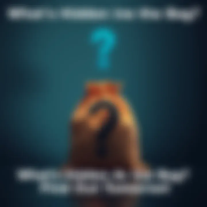 A small bag is shown with a question mark above it to suggest something is hidden inside.