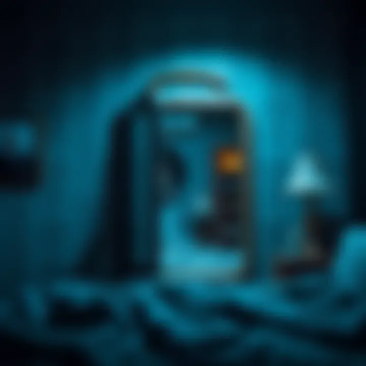 Person discovering a secret compartment behind a crooked mirror in a bedroom