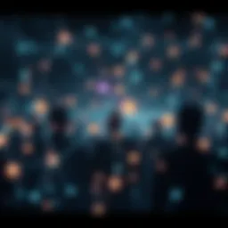 A visual representation of hidden connections and unseen forces in society, showing interlinked lines and nodes with a subtle backdrop of human silhouettes.