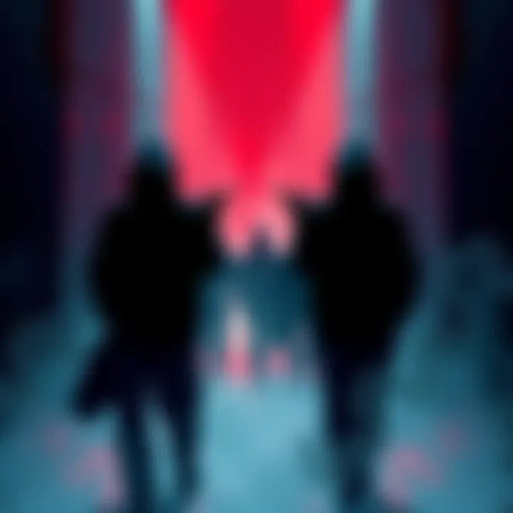 Illustration showing shadowy figures representing male victims in elite circles, hinting at exploitation and secrecy.