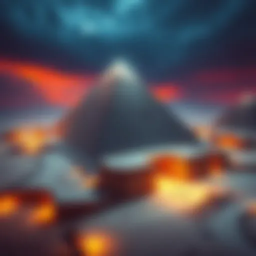 A diagram showing the large hidden structures located under the Giza pyramids