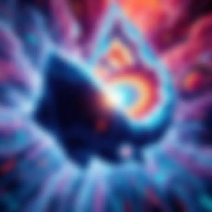 A visual representation of higher dimensions with colorful swirling patterns and geometric shapes, suggesting realms beyond normal perception.