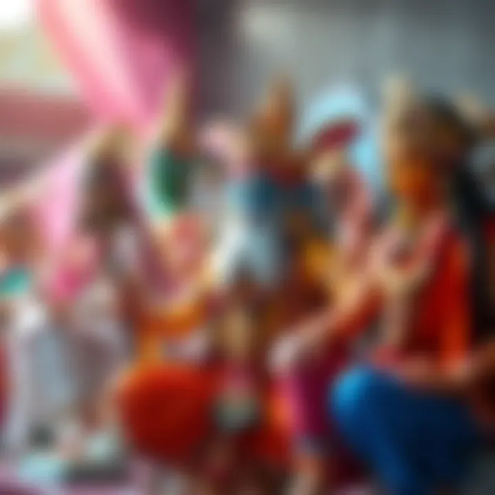 Hindu deities in vibrant art Colorful depiction of Hindu deities in a traditional art style, showcasing their unique attributes and symbols.