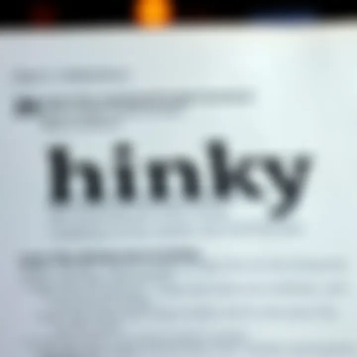A dictionary entry showing the word 'hinky' with its meaning and origin