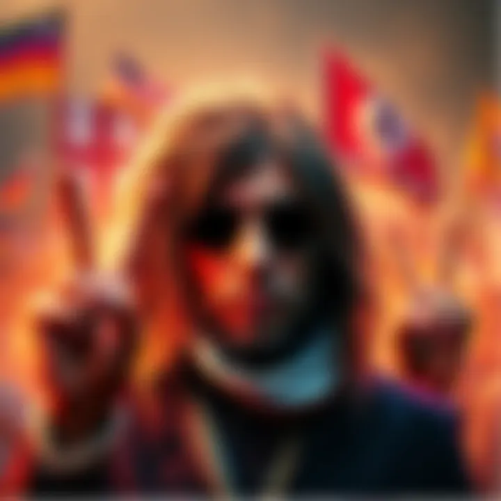 A visual representation of the shift from the hippie culture of the 1960s to alt-right symbols, showing contrasting elements like peace signs and aggressive political imagery.