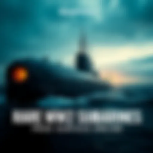 A WWII submarine sailing through the ocean, showcasing its periscope and military features.