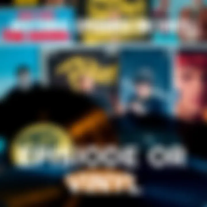 Four vinyl records stacked with vintage episode covers behind them, creating a nostalgic look.