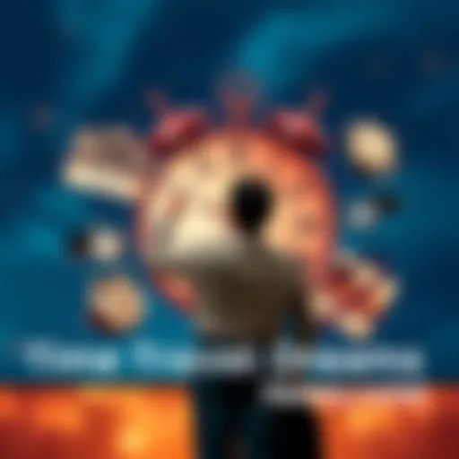 A person stands with a clock overlay, pointing to different historical dates, symbolizing time travel choices.