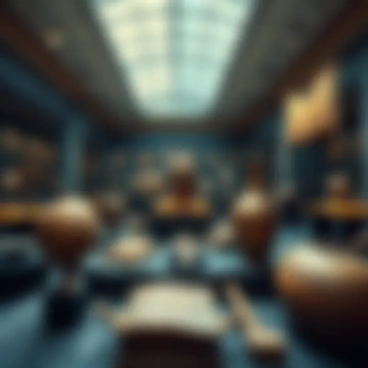A collection of ancient artifacts displayed in a museum, symbolizing the connection between past and present.