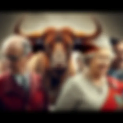 A collage of famous Taurus figures like Jimmy Donaldson and Queen Elizabeth III representing the Taurus zodiac sign.