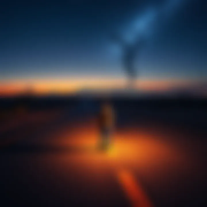 A mysterious figure stands by a deserted road under a starry sky, with the city lights of Phoenix in the background.