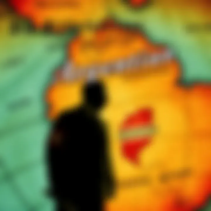 A vintage map highlighting Argentina with a shadowy figure resembling Adolf Hitler in the foreground.