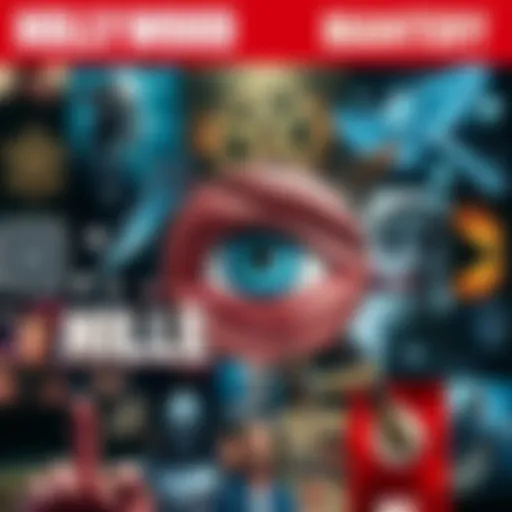 A collage showing various symbols and imagery from Hollywood films, including a gnostic symbol and a singular eye, illustrating public concern over entertainment themes.