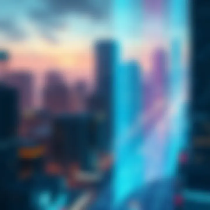 A futuristic cityscape with holographic elements, illustrating the concept of manipulated realities.