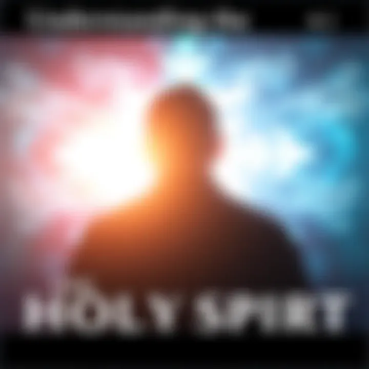 A person reflects in prayer with a glowing light representing the Holy Spirit surrounding them.