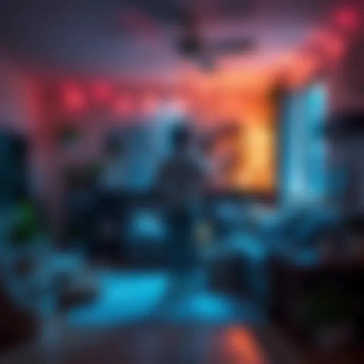 A person standing in a cozy living room, reflecting on memories before moving, surrounded by plants and personal belongings.