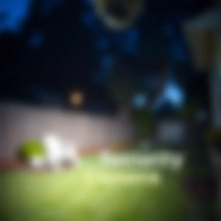 Home Security Camera Footage A still from a home security camera showing a blurred figure in the backyard at night.