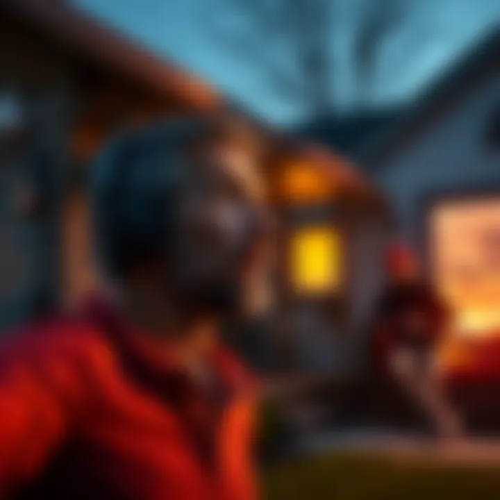 Home Security Alert from Afar A homeowner surprised by a notification from a distant property