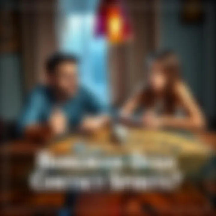 A couple sitting at a table with a homemade Ouija board, hands on the planchette, looking surprised as the planchette moves.