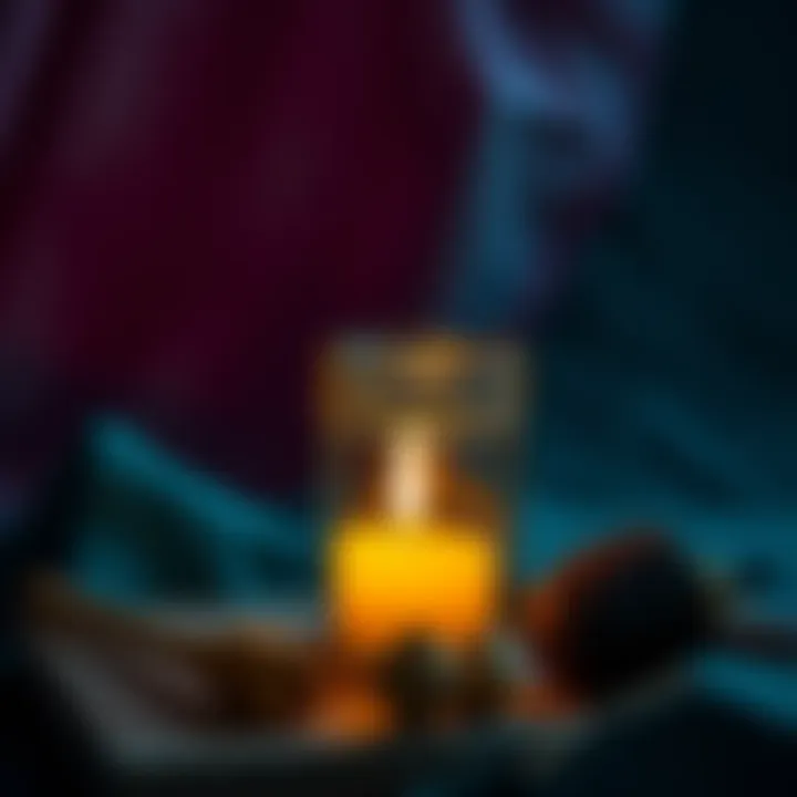 A honey jar with a lit candle nearby, symbolizing emotional healing and magic rituals.