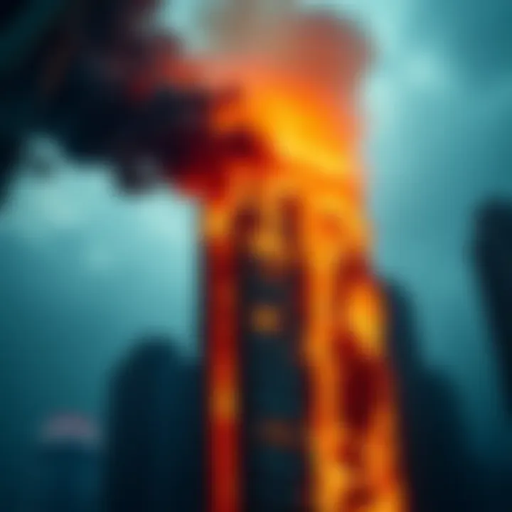 Hong Kong building on fire A building in Hong Kong engulfed in flames with smoke billowing out during a recent fire incident.