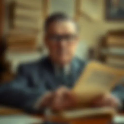 A vintage photo of J. Edgar Hoover surrounded by historical documents, hinting at hidden knowledge and influence in history.