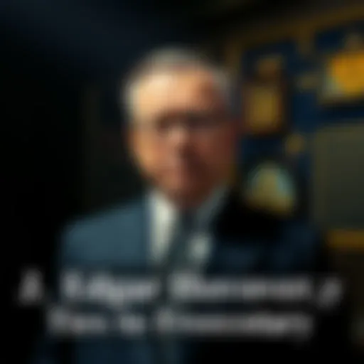 J Edgar Hoover standing beside Masonic symbols and imagery in a darkened room.