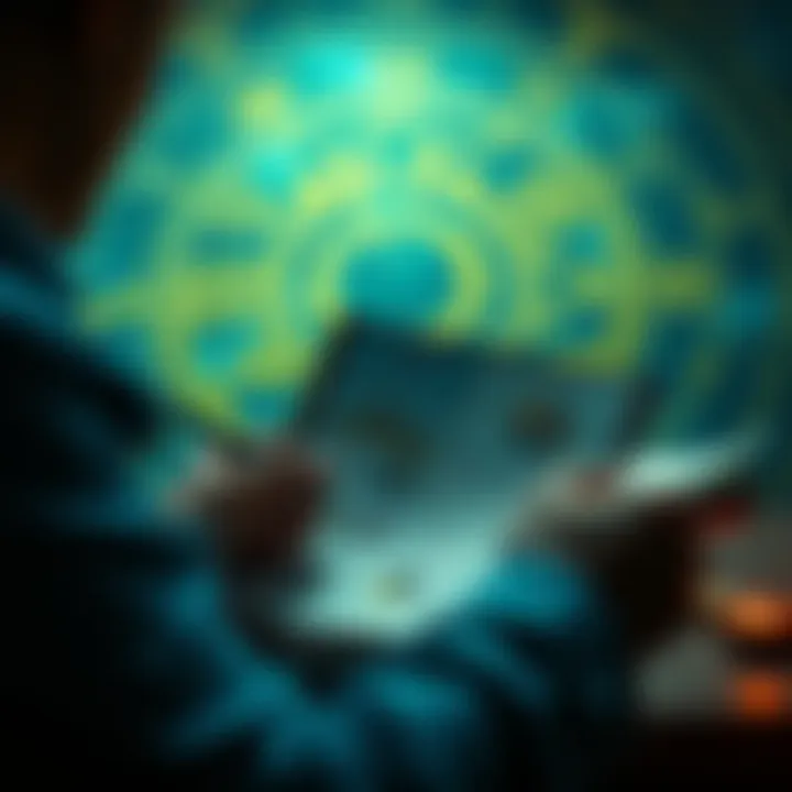 A person looking at astrological charts and notes, reflecting on horary predictions and their outcomes, with a background of zodiac symbols.