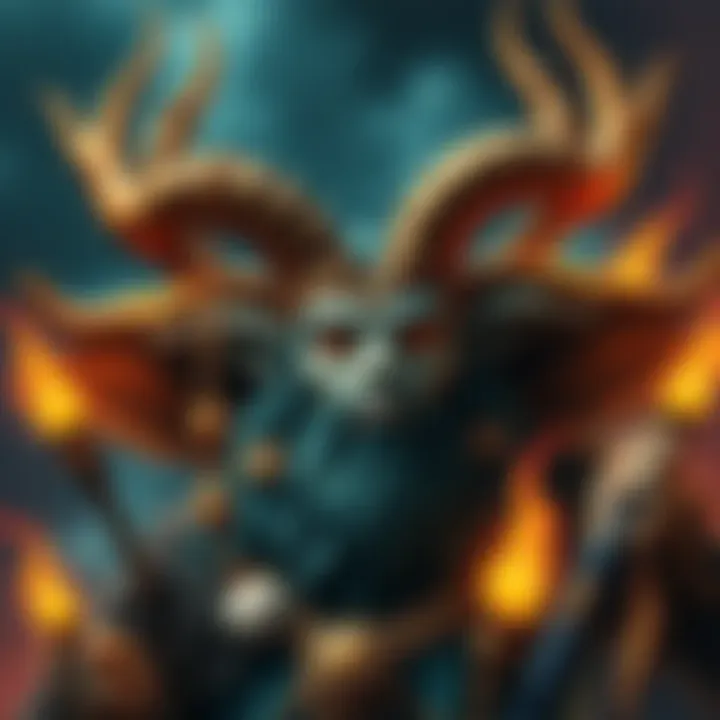 An artistic representation of Cernunnos and Pan, displaying their features such as horns, nature elements, and spiritual symbols.