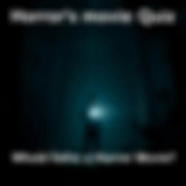 A person stands in a dark forest holding a flashlight, looking frightened as shadows loom around them, hinting at a horror movie scene.