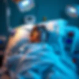 A person lying in a hospital bed, looking relieved and confused, with medical equipment nearby