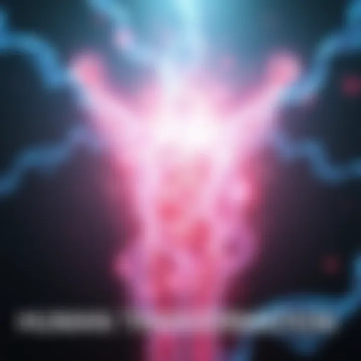 A person surrounded by light, symbolizing the transformation into a light body, with glowing strands of DNA in the background.