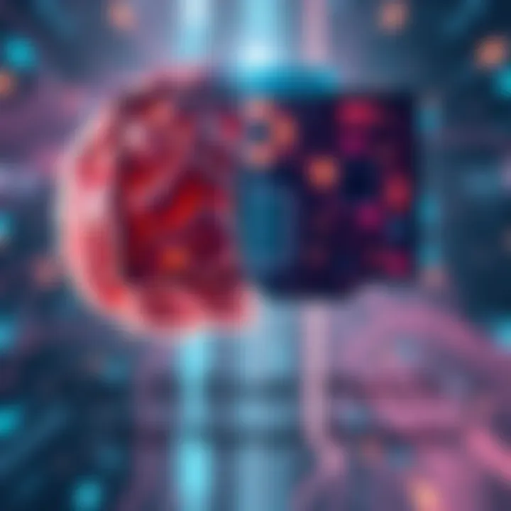 Human brain and AI comparison Illustration showing a human brain on one side and a computer with complex circuitry on the other, highlighting differences in power consumption and capabilities.